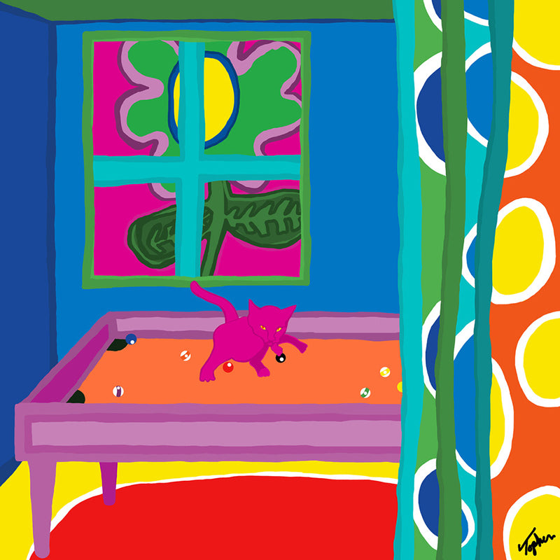 Cat on Pool Table (Original)